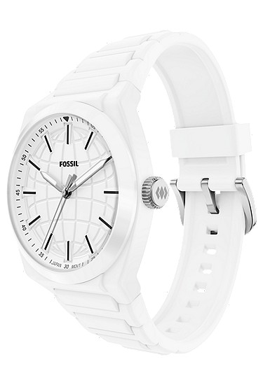 Everett 42mm Three-Hand White Silicone Watch - Image 7