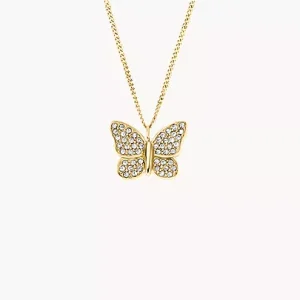 Sutton Pav?? Butterfly Gold-Tone Stainless Steel Pendant Necklace