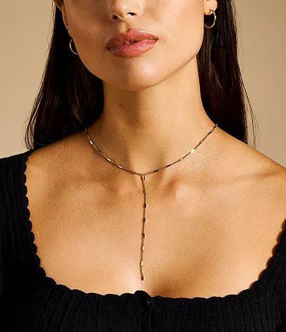 Ellis All Stacked Up Gold-Tone Stainless Steel Y-Neck Necklace - Image 2