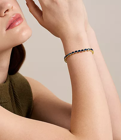 Ellis Pav?? Glitz Gold-Tone Brass Tennis Chain Bracelet - Image 2
