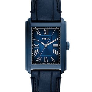 Carraway 30mm Three-Hand Navy Croco Leather Watch