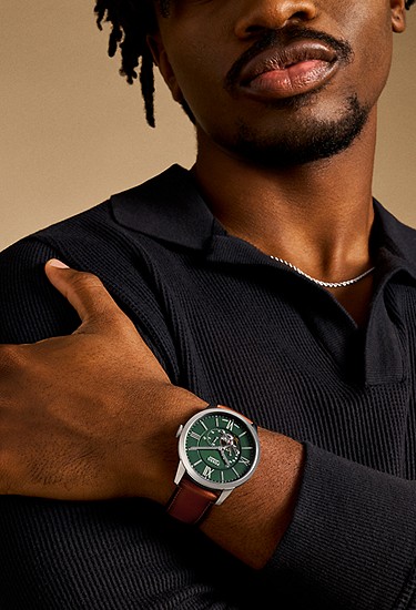Townsman 44mm Automatic Brown Leather Watch - Image 2