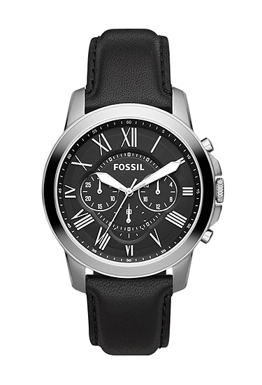 Grant 44mm Chronograph Black Leather Watch