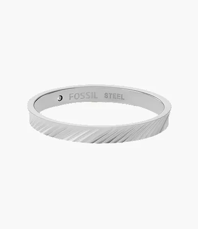 Harlow Linear Texture Stainless Steel Band Ring - Image 3