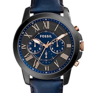 Grant 44mm Chronograph Navy Leather Watch