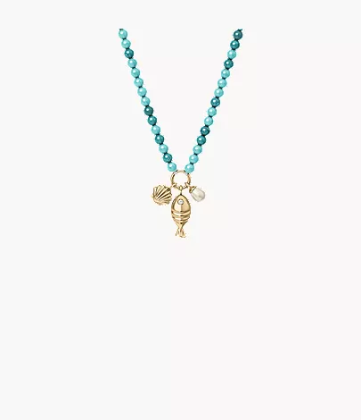 Sutton By The Sea Turquoise Blue Acrylic Beaded Shell Necklace