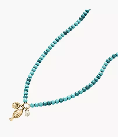 Sutton By The Sea Turquoise Blue Acrylic Beaded Shell Necklace - Image 3