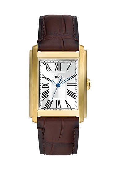 Carraway 30mm Three-Hand Brown Croco Leather Watch