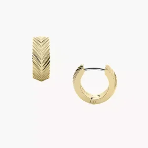 Harlow Linear Texture Gold-Tone Stainless Steel Huggie Hoop Earrings
