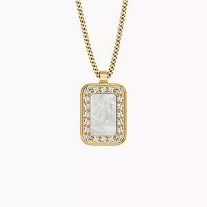 Raquel Glitz White Mother-of-Pearl Pendant Necklace